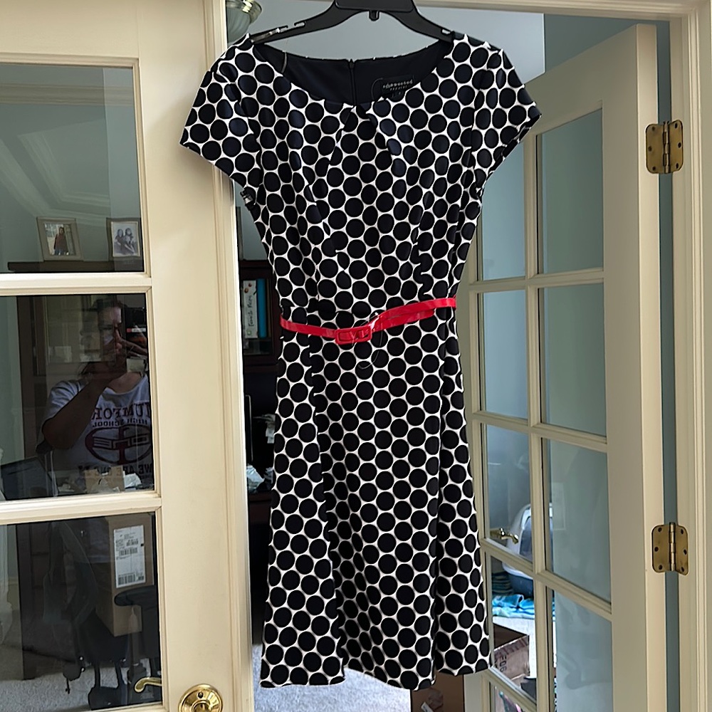 Polka-dot black and white dress